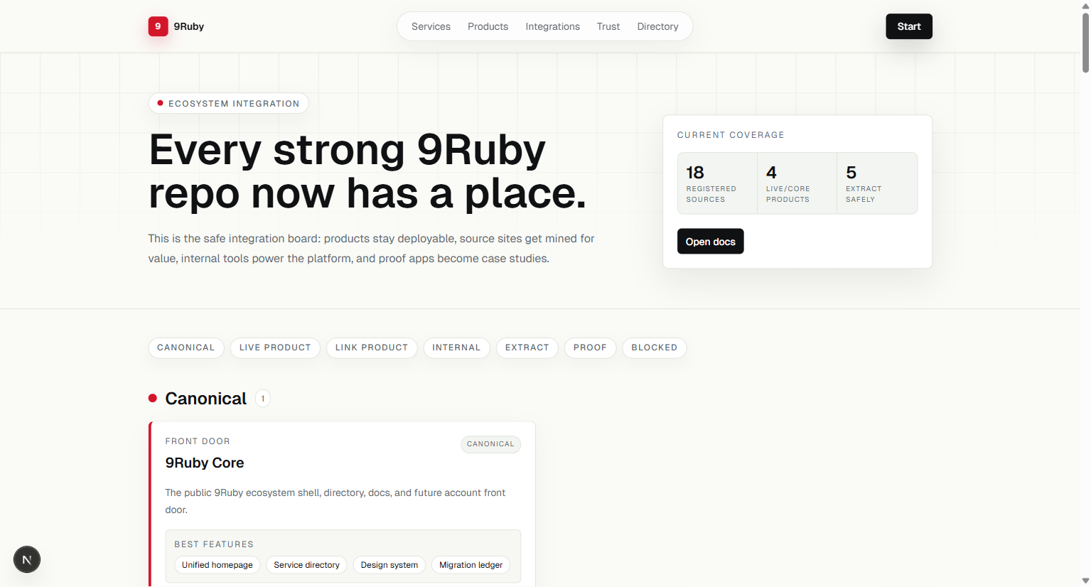 Integrations webpage preview